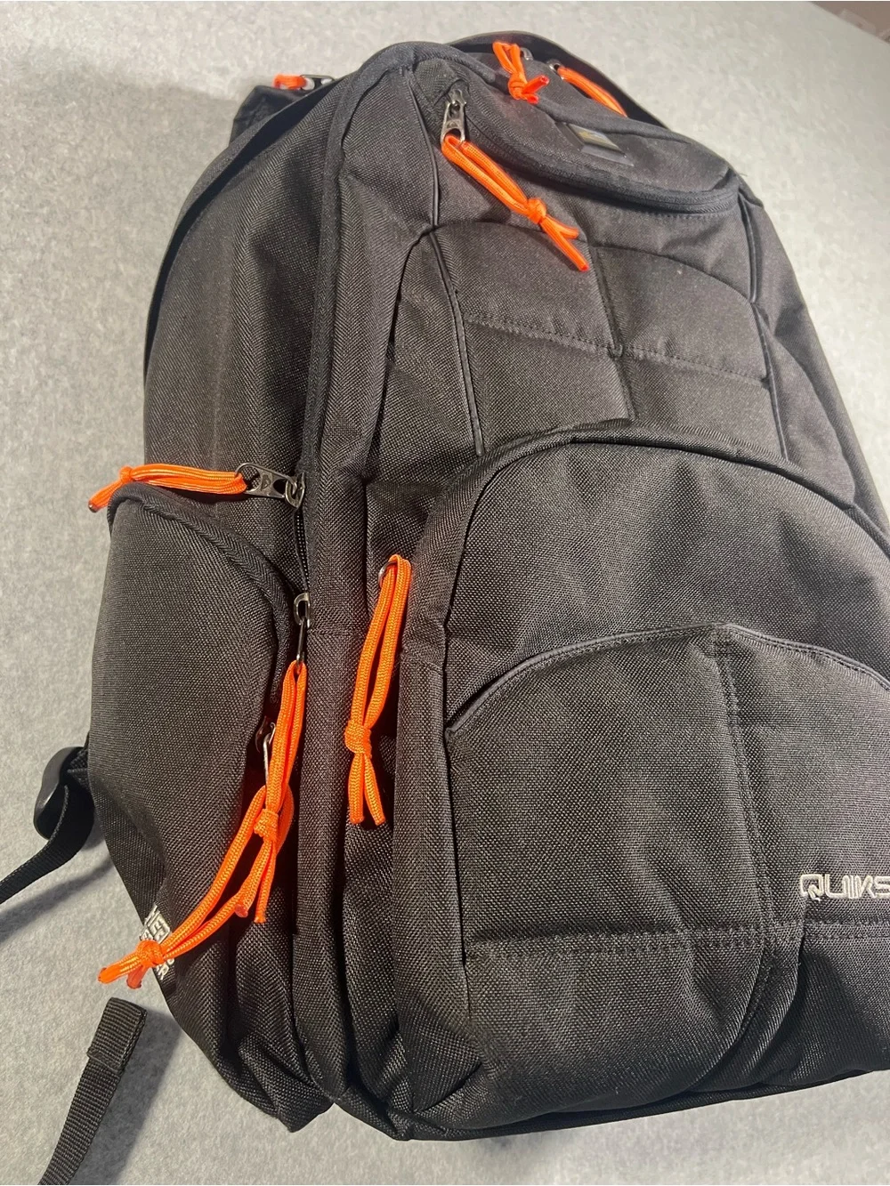 Quiksilver Large Black Backpack with Orange Accents